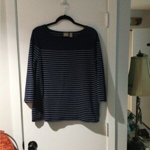 Chicos Navy and White Striped Top